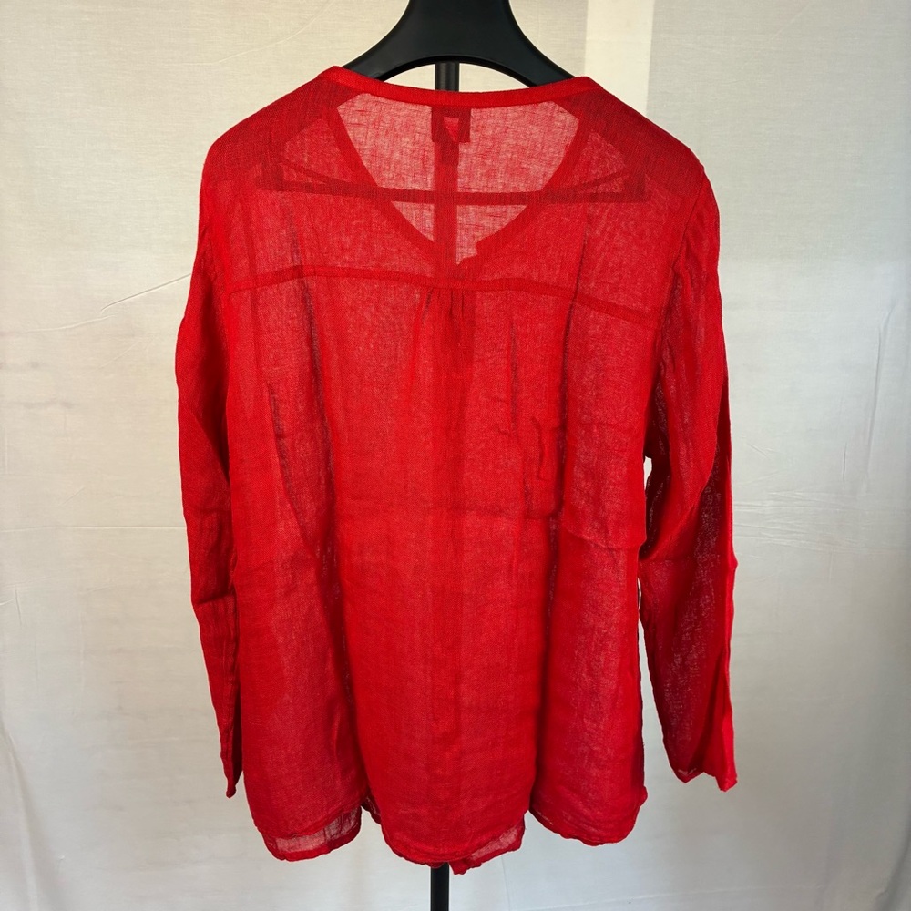 Eileen Fisher 100% Linen Red Button Front Tunic 1X - Picture 4 of 7